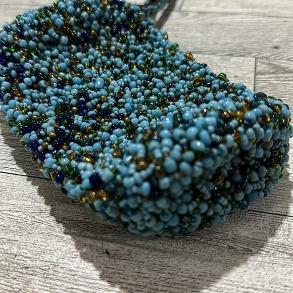 Blue beaded wristlet purse - Picture 3 of 7